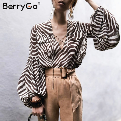 Women blouse shirt Zebra stripe - Mazzolah